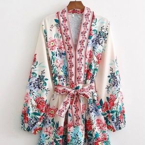 Belted floral dress
